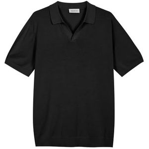 Diana Studio Poloshirt zonder knopen, van netstof, voor heren, 100% linnen, korte mouwen, casual pasvorm, Zwart, XXL