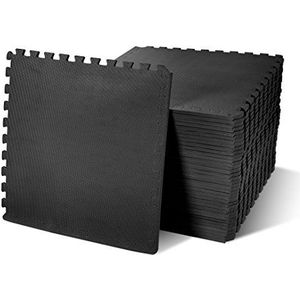 BalanceFrom Puzzel Oefenmat met EVA-schuim in elkaar grijpende tegels, zwart, 1/2 ""dik, 144 vierkante voet