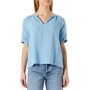 Part Two - Popsypw Blouse - Dusk Blue - Linnen - Korte Pofmouwen
