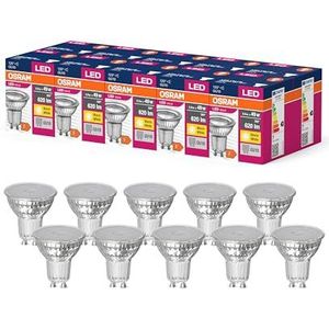 OSRAM LED STAR VALUE PAR16 LED LAMP til GU10 BASE, REFLEKTOR LAMP, GL, 620 LUMENS, VARM HVID (3000K), Udskiftning til konventionelle 49W pærer, ikke dæmpbar, 10-pack