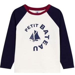 Petit Bateau Colorblock T-shirt met lange mouwen van katoen, Milk/avond, 3 Jaren