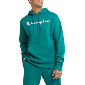 Champion Heren Powerblend Fleece Pullover Hoodie Script Logo Capuchontrui, Dark Emerald y07718, X-Large, dark emerald y07718, XL