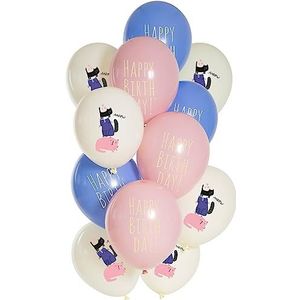 Folat 25135 Ballonnen set latex-Birthday Kitty 33 cm, 12 stuks, voor verjaardag kinderen en feestdecoratie, meerkleurig