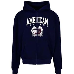 American College capuchontrui met ritssluiting, blauw, heren, maat L, model AC12, 100% katoen, Blauw, L/Tall