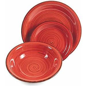 Bordenservice rood 12-delig van steenwaren, 4-zits tafelblad, Dubai Light