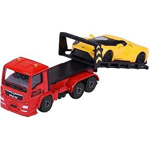 Majorette Trailer Edition – speelgoed-sleepwagen met modelauto voor kinderen vanaf 3 jaar, met vrijloop en bewegende delen, geel