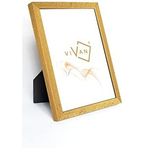 VIVAN Posterlijst van hout met plexiglas en achterkant, goud, 20 x 25 cm