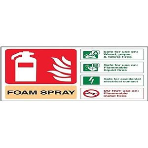 VSafety 11024AR-R brandblusser bord, Foam Spray ID Safe voor elektrisch contact, stijf kunststof, landschap, 200 mm x 150 mm, Beige/zwart/groen/rood