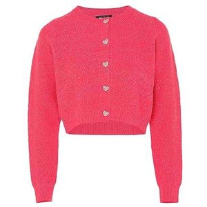 myMo at night Elegante gebreide trui voor dames, enkele rij, kort gesneden gebreide jas, roze, maat M/L, roze, M