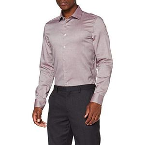 Zijden Sticker - Herenoverhemd - Donkerrood - 100% Katoen