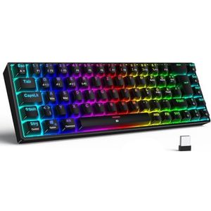 TECURS - Gaming-toetsenbord - Zwart - Mechanisch - Draadloos - 65% TKL - RGB