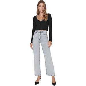 TRENDYOL Vrouwen hoge tailleband Wide Leg wijde pijpen van de jaren 90 jeans, grijs, 40