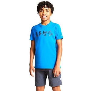 Dare2b Kids' DKT426 4PAC11 Go Beyond' Bedrukt Katoen Casual T-shirts/Polo's/Vests, Atheltic Blue, Maat 11-12