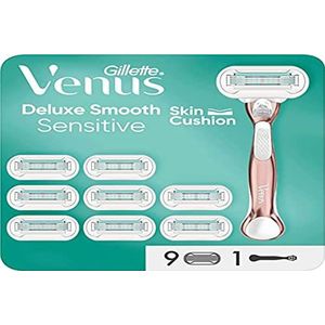 Gillette Venus Deluxe Smooth Sensitive damesscheerapparaat, 9 messen, 5 Diamond-Like gecoate messen