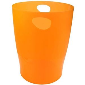 Exacompta - Ref. 45352D - 1 prullenbak ECOBIN met handgrepen - Volume 15 liter, voor kantoor en thuiskantoor - Afmetingen 26,3 x 26,3 x 33,5 cm - Doorschijnend oranje mandje