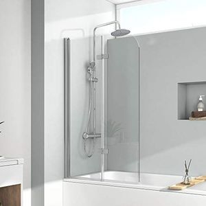 EMKE 110 x 140 cm douchewand voor badkuip, vouwwand, doucheafscheiding, opzet voor badkuip, eenvoudige reiniging, coating