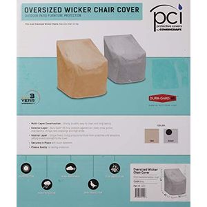 Protective Covers Weatherproof Wicker Chair Cover Geschikt voor: extra grote gevlochten stoelen (tot 91,44 cm l x 104,14 cm b x 104,14 cm h (36 x 41 x 41 inch). Large grijs