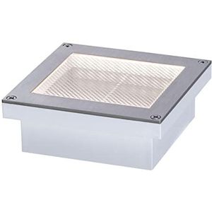 Paulmann 94238 Solar vloerinbouwlamp Aron LED buitenlamp hoekig incl 1x0,7 watt zwart rvs, kunststof 3000 K, 10 x 10 cm, warm wit