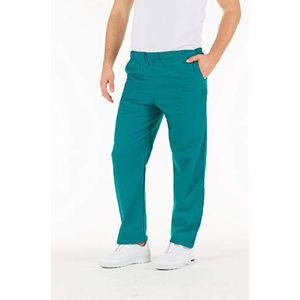 Gima - ziekenhuisbroek, 100% katoen, hoogwaardig, uniseks, elastische tailleband, 3 zakken, voor dectoren, tandartsen, verpleegsters, groen, XL
