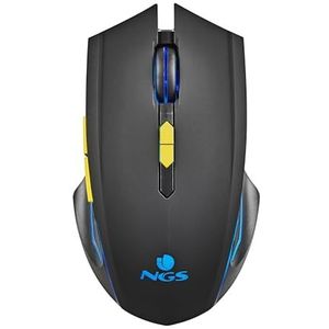 NGS GMX-200 - Draadloze Gamingmuis met LED-verlichting, 6 knoppen, Verstelbare Optische Sensor, Compatibel met PC & Laptops/PS/Xbox/Nintendo Switch/Tablets/Telefoons, Precisie & Controle, Zwart