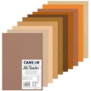 CANSON Halfkleuren-assortiment 10 vellen tekenpapier A4-160 g/m² - bruine tinten