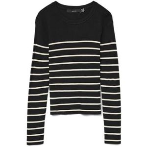 VERO MODA - VMGIZELLE - Trui - Zwart / Wit - Slanke Pasvorm