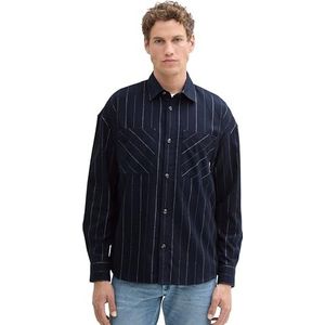 TOM TAILOR Denim heren overhemd, 36073 - Navy White Pin Stripe, XXL