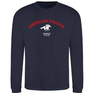AMERICAN COLLEGE USA Sweatshirt met print, warme kleding, uniseks, kinderen, jongens en meisjes, casual, model ACSCRW3, marineblauw, 10 jaar, Blauw, 10 ans