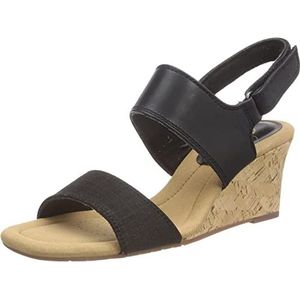 Clarks Kyarra Faye Damessandalen met sleehak, zwart leder, 41.5 EU