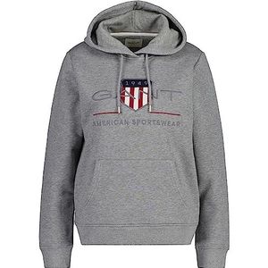 GANT REL Archive Shield Hoodie voor dames, grijs melange, standaard, gemengd grijs, M