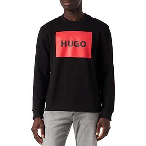 HUGO Duragol222 Pullover voor heren, van katoen-terry met rode logo-print, Black001., XS