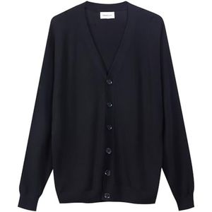 Diana Studio, Basic Cardigan voor heren, 100% merinowol, lange mouwen, maat S, regular fit, Zwart, S
