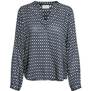 KAFFE Damesblouse met V-hals, normale pasvorm, blauw, 34 (XS)