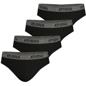 Athena - Set van 4 Herenslips - Zwart - 100% Katoen - Oeko-Tex-label