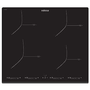Edesa EIM-6422 B Inductiekookplaat met schuine voorzijde, 4 kookzones, 9 standen + booster, zwart glas