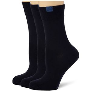 Nur Die Set van 3 perfecte sokken, ademend katoen, effen, comfortabele band zonder drukkende naad, dames, Maritiem., 39/42 EU