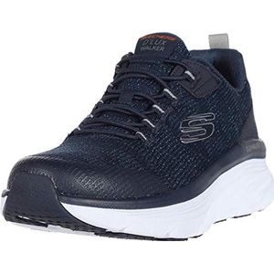 Skechers D'lux Walker Pensive Sneaker voor heren, Marineblauwe gebreide synthetische rand, 44 EU