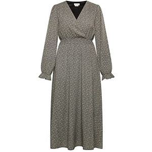 LEOMIA Dames maxi-jurk met allover-print 10526504-LE02, zwart beige, XXL, zwart beige, XXL
