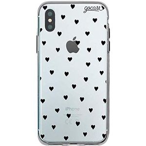 Gocase Black Hearts hoes | compatibel met iPhone X/XS | transparant met print | siliconen transparante TPU beschermhoes krasbestendig telefoonhoes | zwarte harten