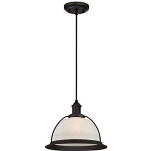 Westinghouse Lighting 6336940 A++ tot E, eenvlammige hanglamp, uitvoering met matglas, geolied brons, 30 x 30 x 155 cm