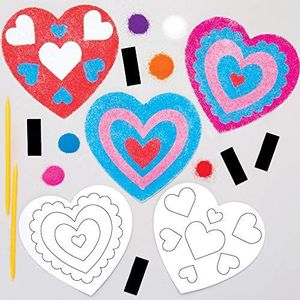 Baker Ross AT543 Hart zandkunst magneten knutselset voor kinderen (6 stuks) creatieve sets om te knutselen en te decoreren voor Valentijnsdag