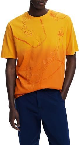 Desigual - Shirt - Oranje - Halve Mouw - Losse Pasvorm