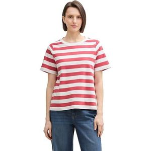 TOM TAILOR T-shirt voor dames, 37737 - Red Offwhite Block Stripe, XXL