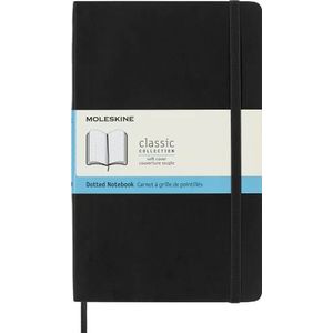 Moleskine Classic Dotted Paper Notebook, Soft Cover and Elastic Closure Journal, Color Black, Size Large 13 x 21 A5- 192 Pages