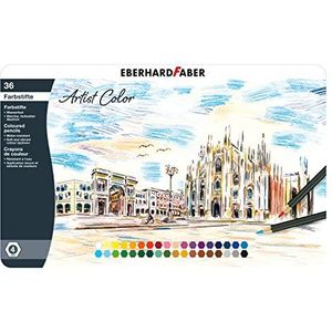 Eberhard Faber 516136 - Artist kleurpotloden, metalen etui met 36 kleuren, zeshoekige vorm, voor moderne grafische vormgeving, fijne tekeningen en kleurrijke aquarellen