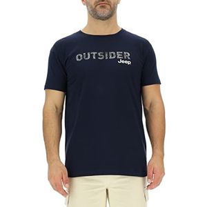 Jeep O102737-Q020 J T-shirt Outsider grote kaart print J23S heren Night Blue/Almond XL, Night Blue/Almond, XL