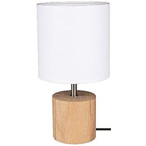 Homemania Bureaulamp Shade vorm – bureau, nachtkastje – hout, wit, hout, kunststof, stof 15 x 15 x 30 cm