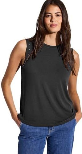 Street One - Jersey Top - Graniet Grey - Klinknagels