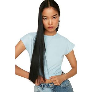 Trendyol Dames Lichtblauwe oogstrooster blouse gedetailleerde gebreide blouse blouse, helder blauw, medium