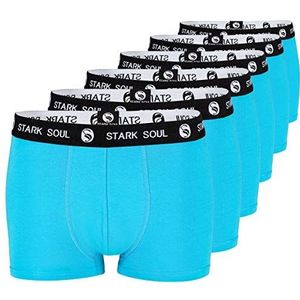 STARK SOUL Boxershorts voor heren, verpakking van 6 stuks, katoenen onderbroeken, turquoise, maat XL, 6 x turquoise met tailleband zwart/wit, XL
